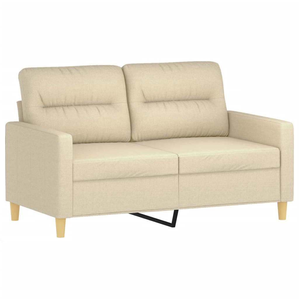 Canapé 2 places avec oreillers décoratifs crème 120 cm tissu - XIOS
