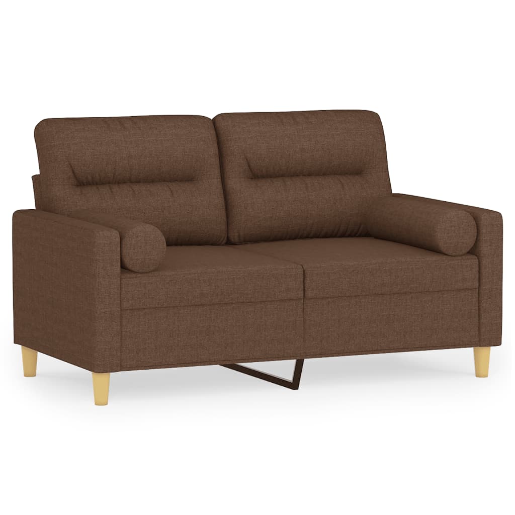 Canapé 2 places avec oreillers décoratifs marron 120 cm tissu - XIOS