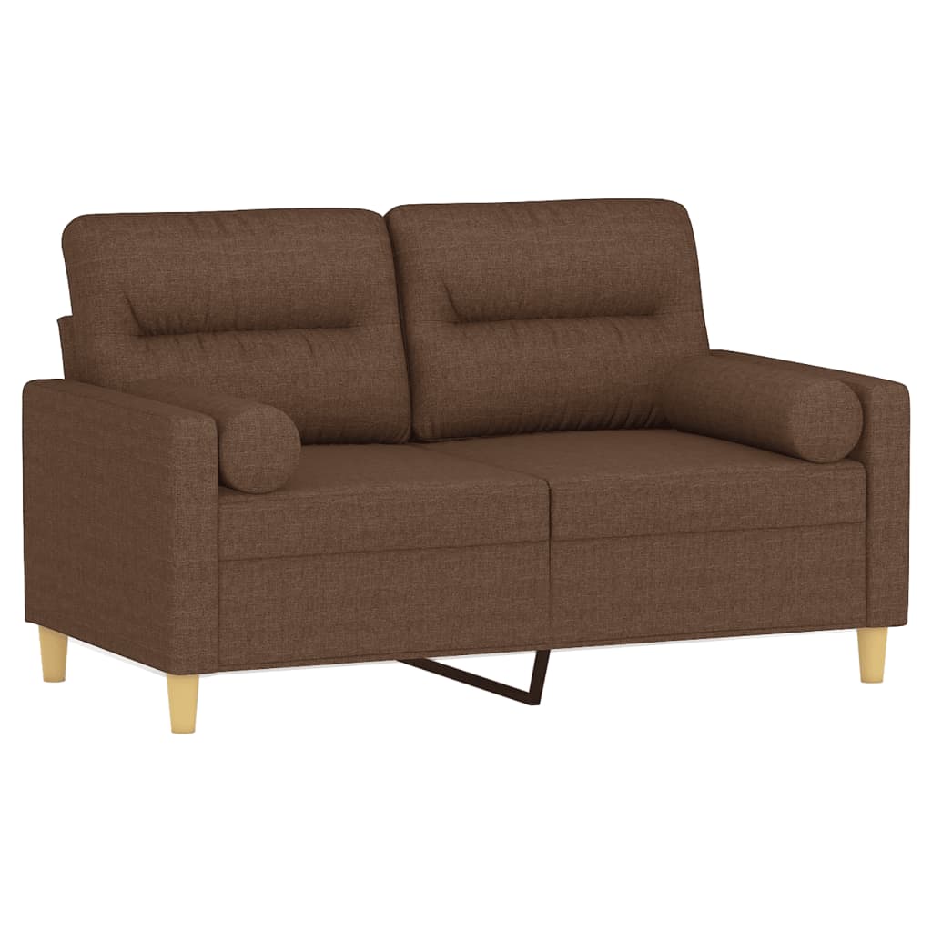 Canapé 2 places avec oreillers décoratifs marron 120 cm tissu - XIOS