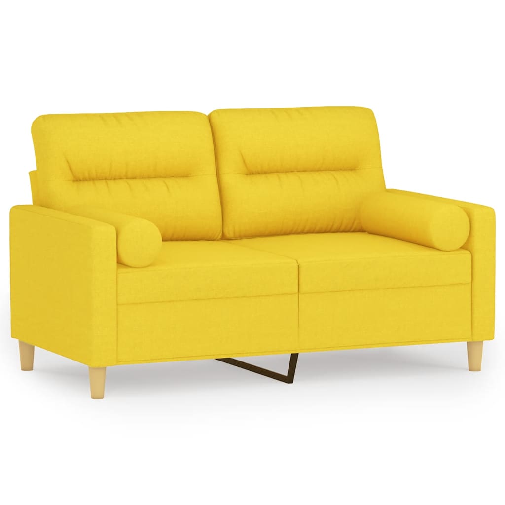 Canapé 2 places avec oreillers jaune clair 120 cm tissu - XIOS