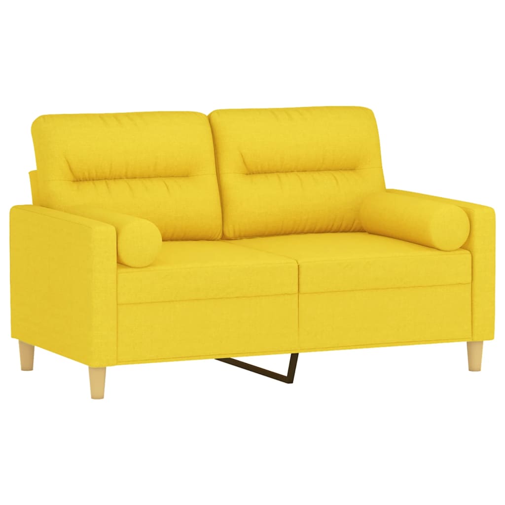 Canapé 2 places avec oreillers jaune clair 120 cm tissu - XIOS