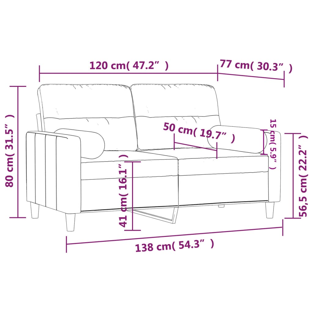Canapé 2 places avec oreillers jaune clair 120 cm tissu - XIOS