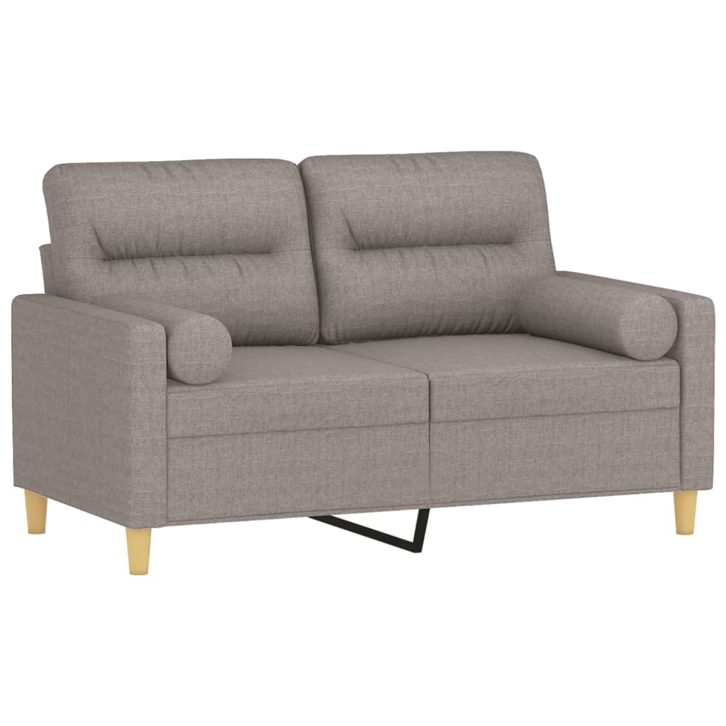 Canapé 2 places avec oreillers décoratifs taupe 120 cm tissu - XIOS