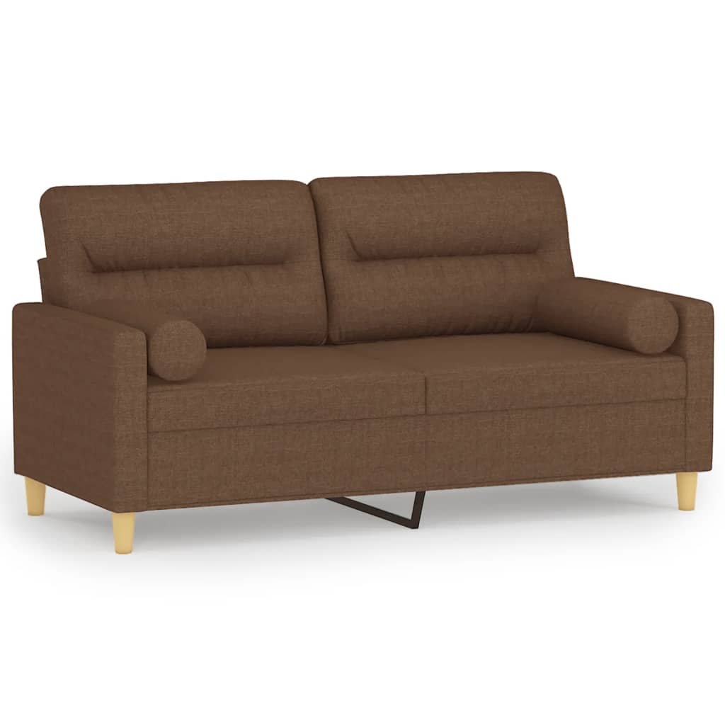 Canapé 2 places avec oreillers décoratifs marron 140 cm tissu - XIOS