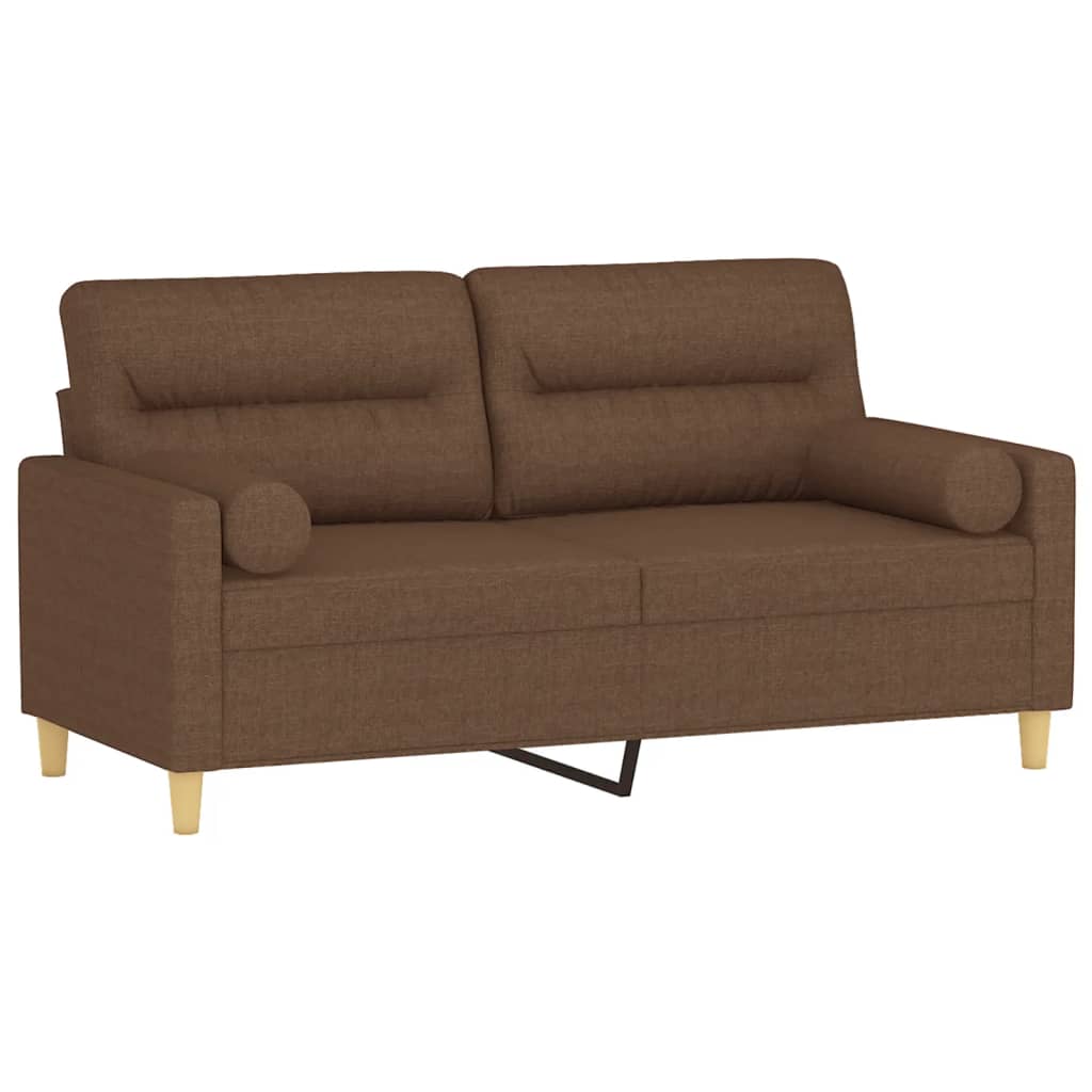 Canapé 2 places avec oreillers décoratifs marron 140 cm tissu - XIOS