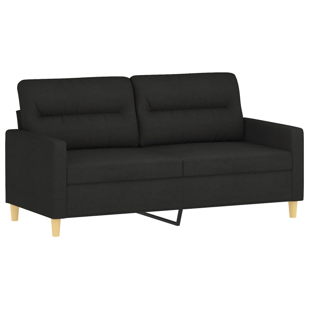 Canapé 2 places avec oreillers décoratifs noir 140 cm tissu - XIOS