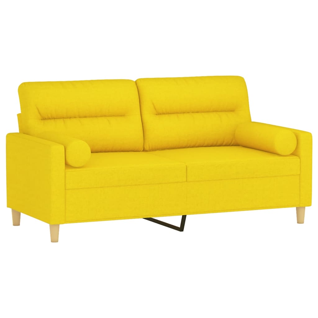 Canapé 2 places avec oreillers jaune clair 140 cm tissu - XIOS