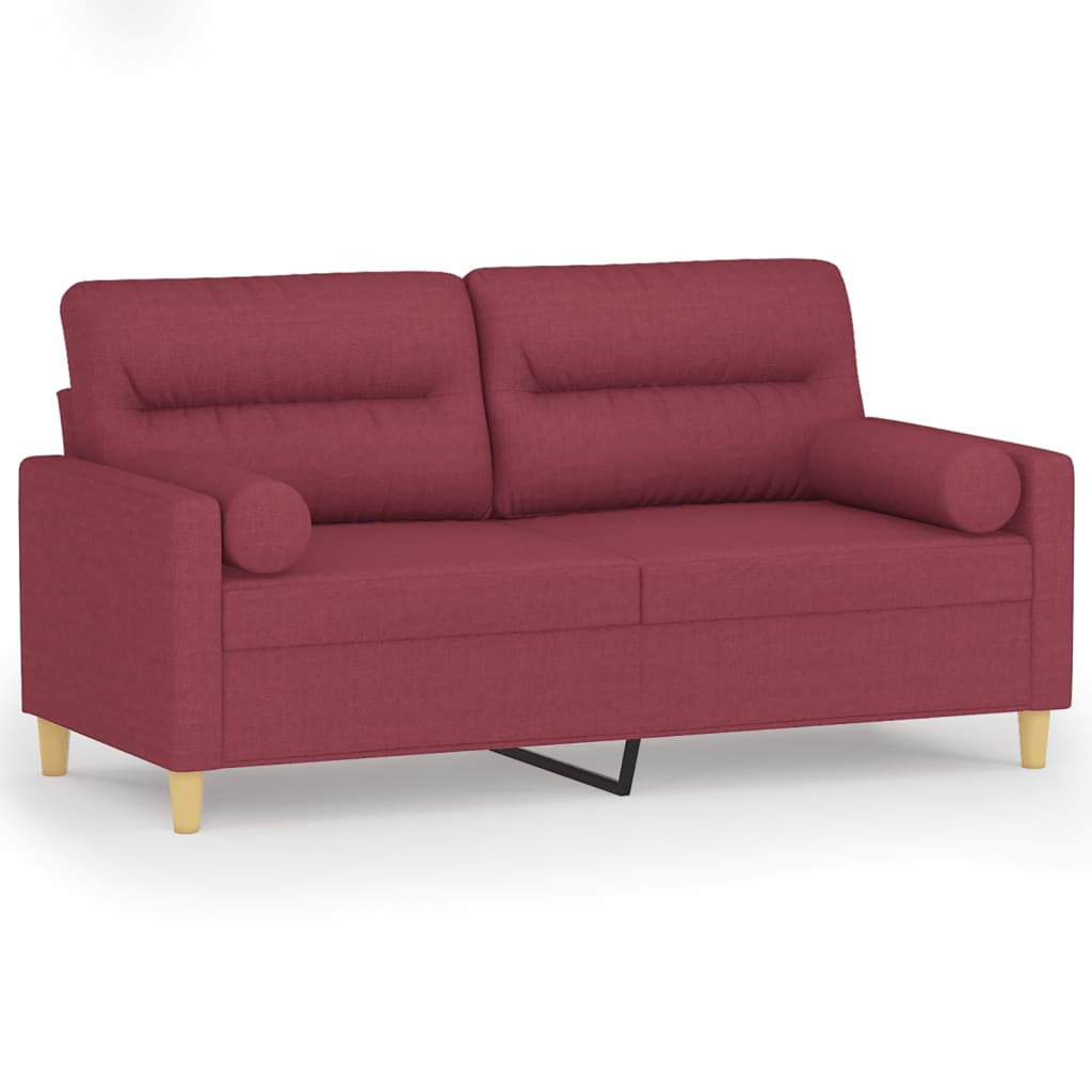 Canapé 2 places avec oreillers bordeaux 140 cm tissu - XIOS