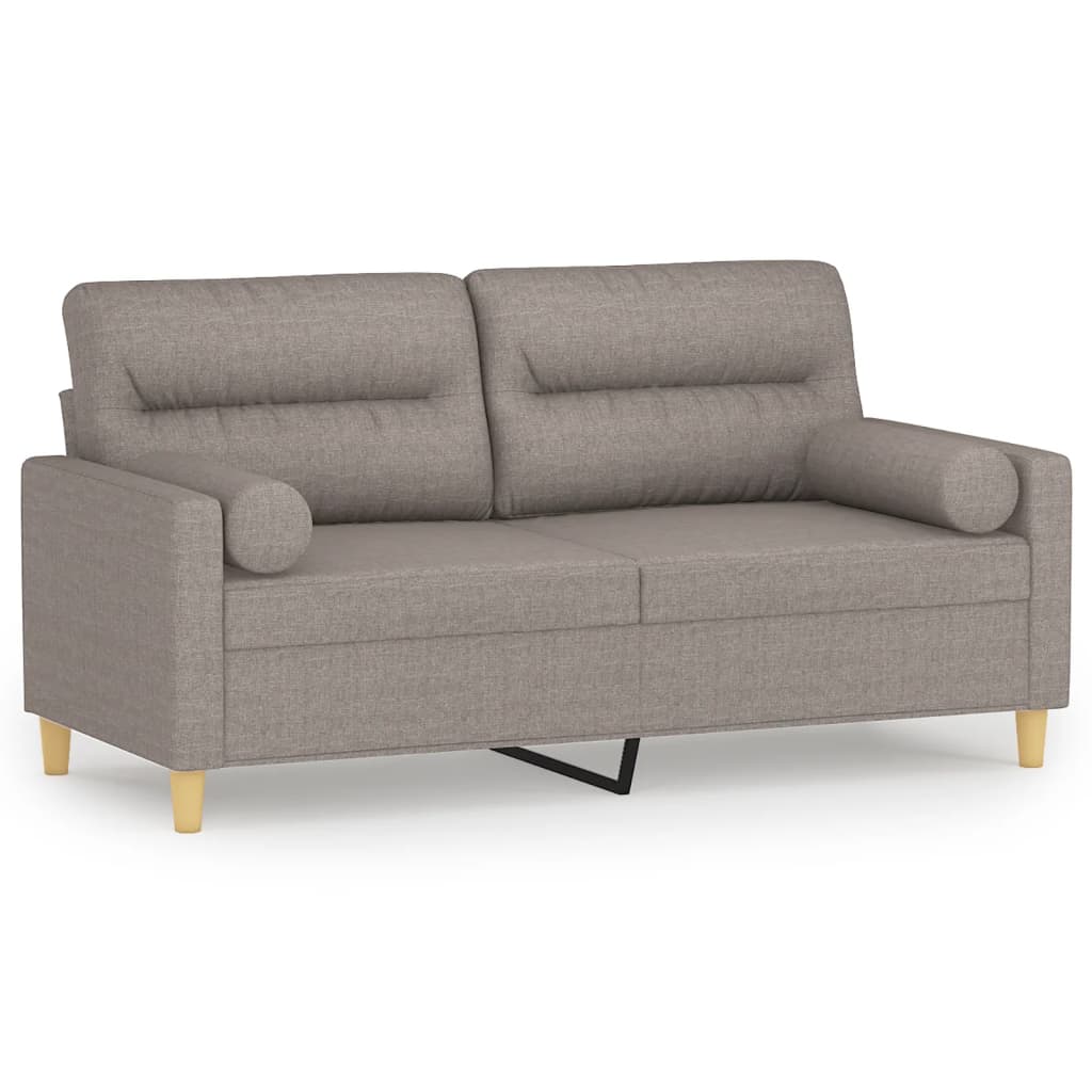 Canapé 2 places avec oreillers décoratifs taupe 140 cm tissu - XIOS