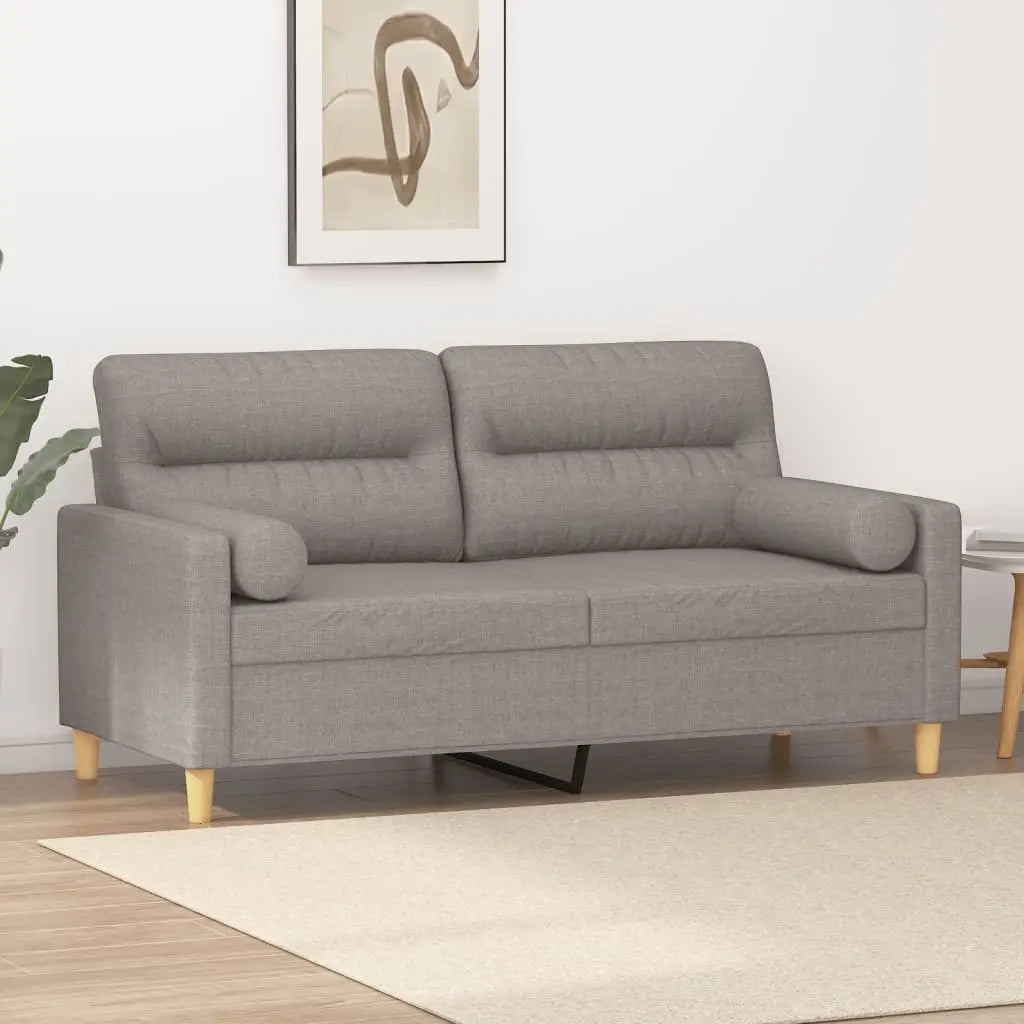 Canapé 2 places avec oreillers décoratifs taupe 140 cm tissu - XIOS