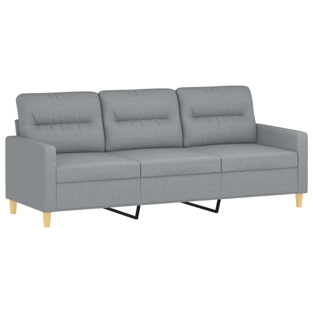 Canapé 3 places avec oreillers gris clair 180 cm tissu - XIOS