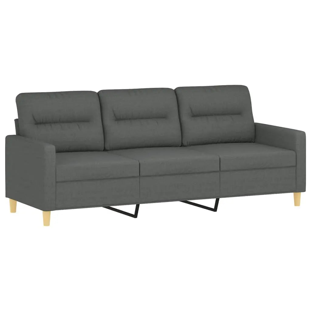Canapé 3 places avec oreillers gris foncé 180 cm tissu - XIOS