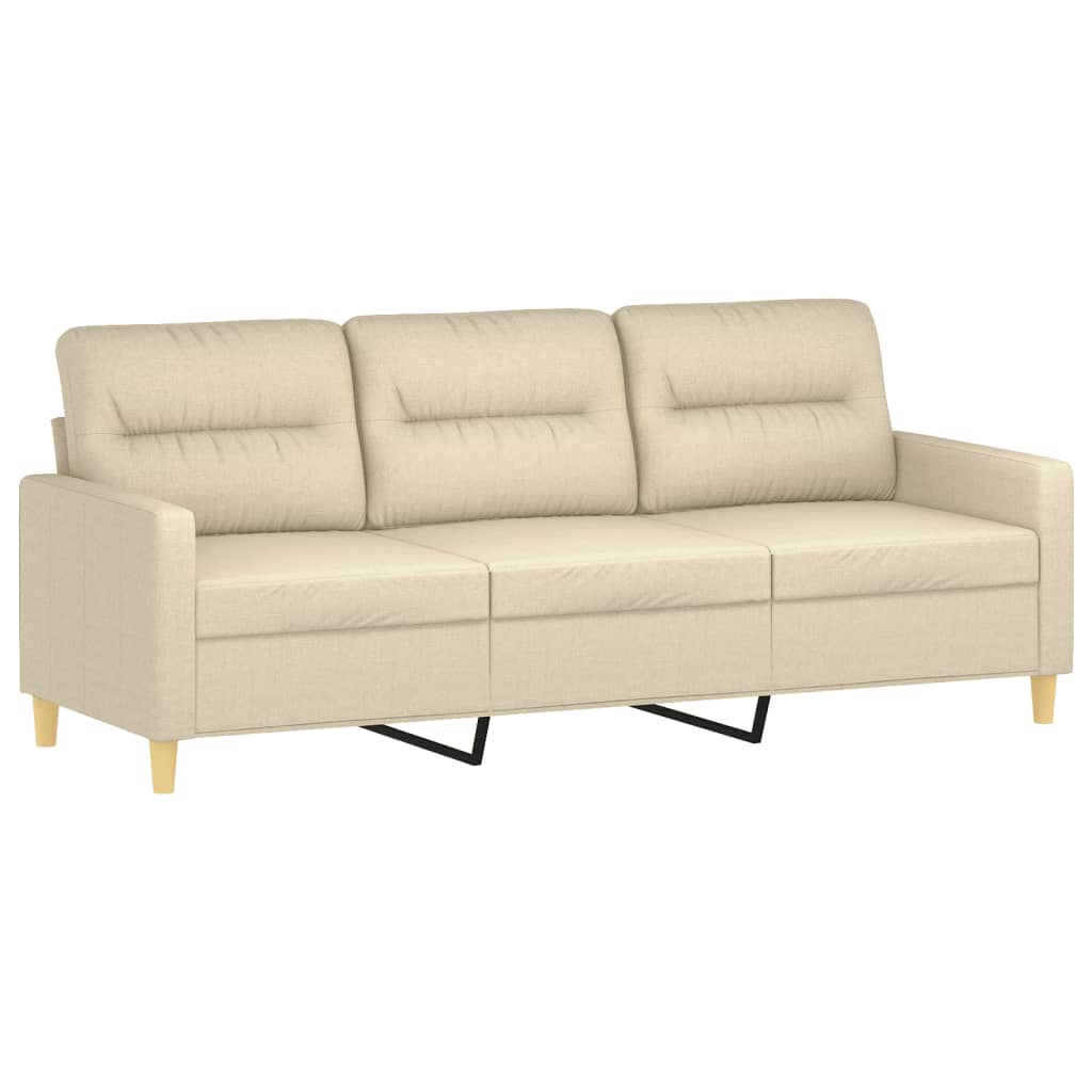 Canapé 3 places avec oreillers décoratifs crème 180 cm tissu - XIOS