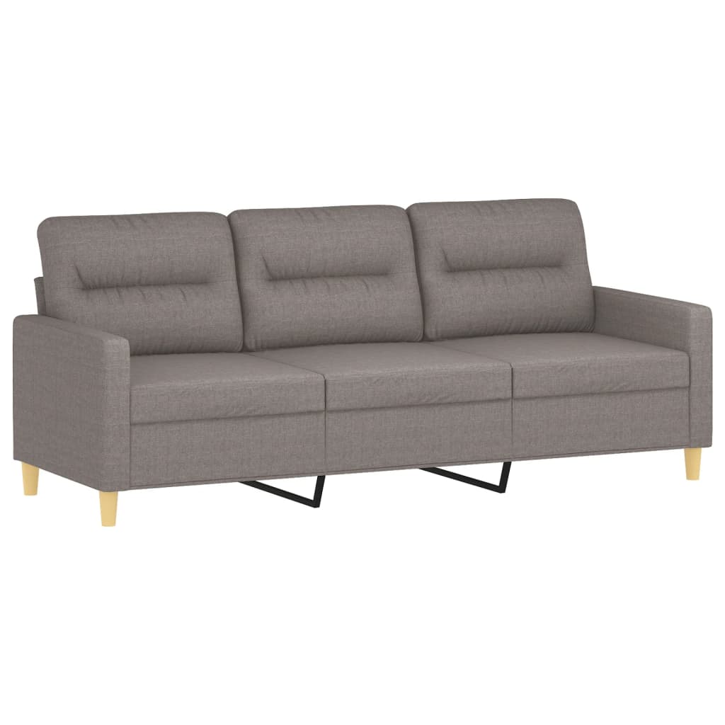 Canapé 3 places avec oreillers décoratifs taupe 180 cm tissu - XIOS