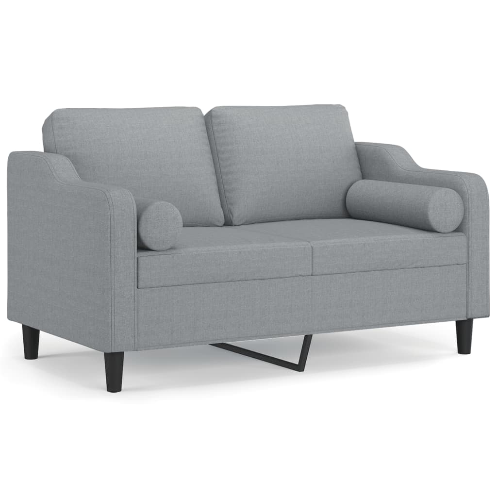 Canapé 2 places avec oreillers gris clair 120 cm tissu - XIOS
