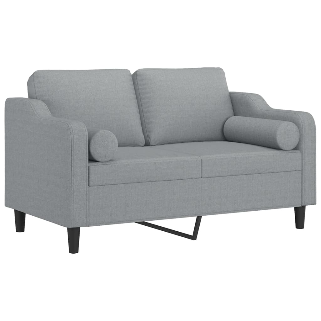 Canapé 2 places avec oreillers gris clair 120 cm tissu - XIOS