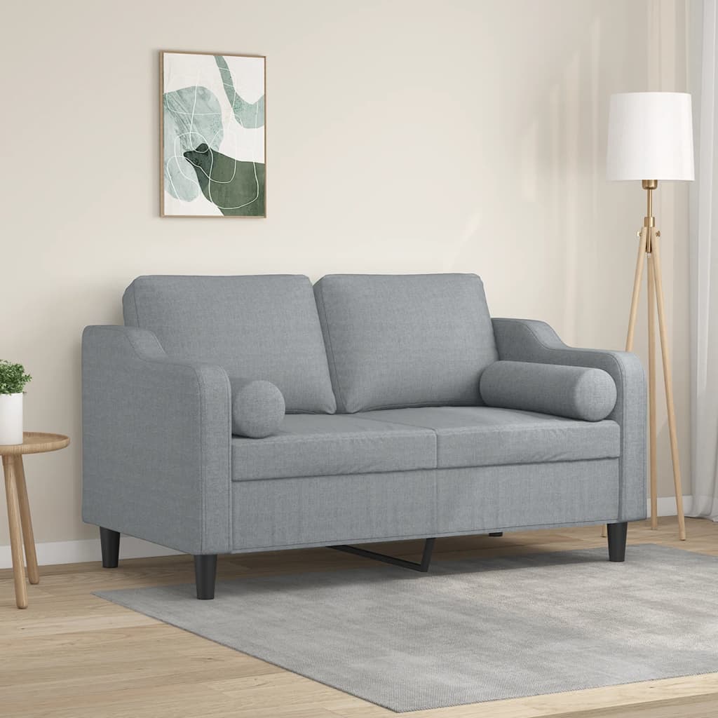 Canapé 2 places avec oreillers gris clair 120 cm tissu - XIOS