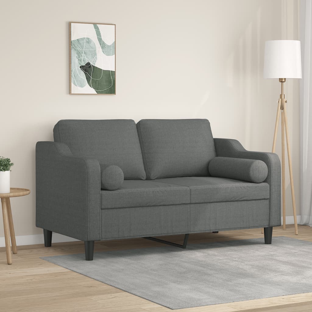 Canapé 2 places avec oreillers gris foncé 120 cm tissu - XIOS