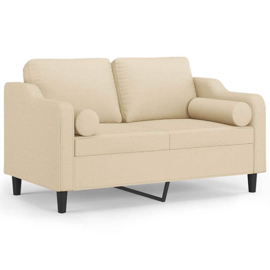 Canapé 2 places avec oreillers décoratifs crème 120 cm tissu - XIOS