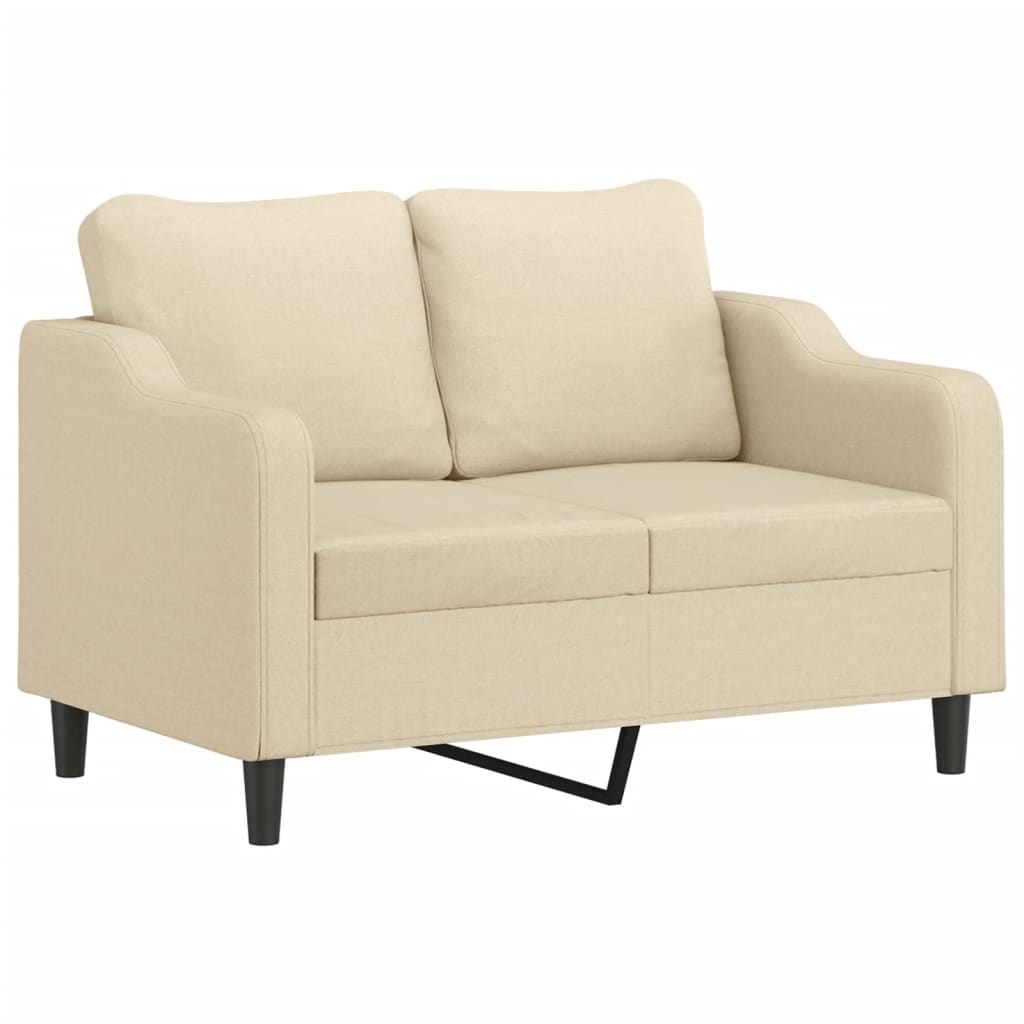Canapé 2 places avec oreillers décoratifs crème 120 cm tissu - XIOS