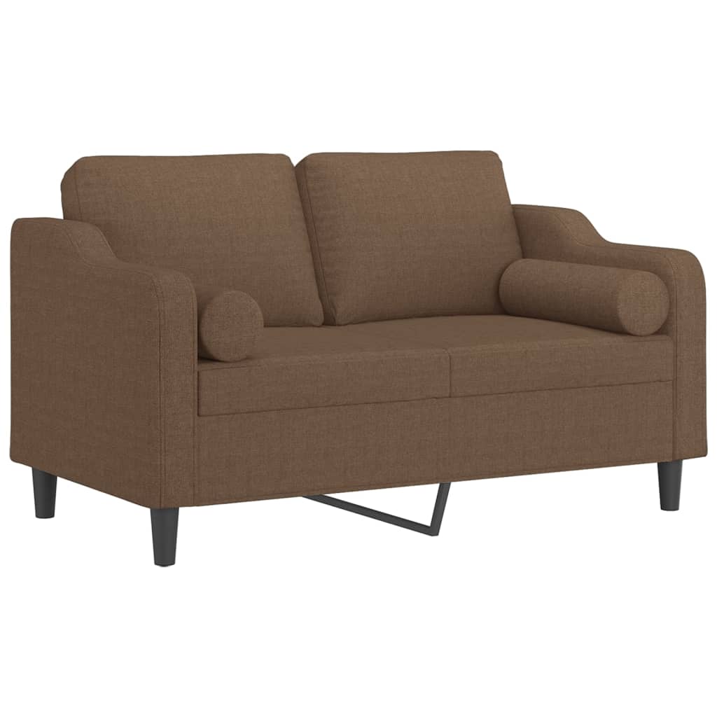 Canapé 2 places avec oreillers décoratifs marron 120 cm tissu - XIOS