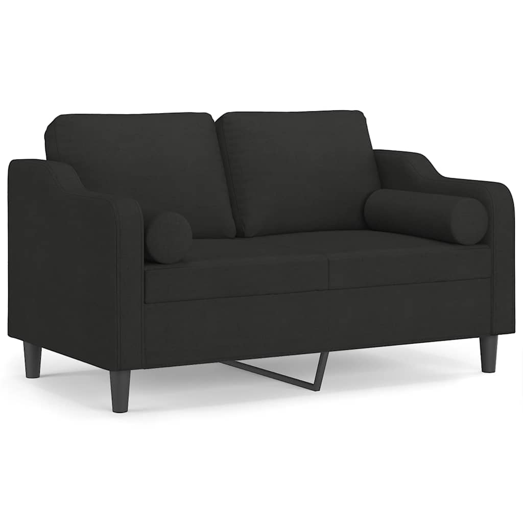 Canapé 2 places avec oreillers décoratifs noir 120 cm tissu - XIOS