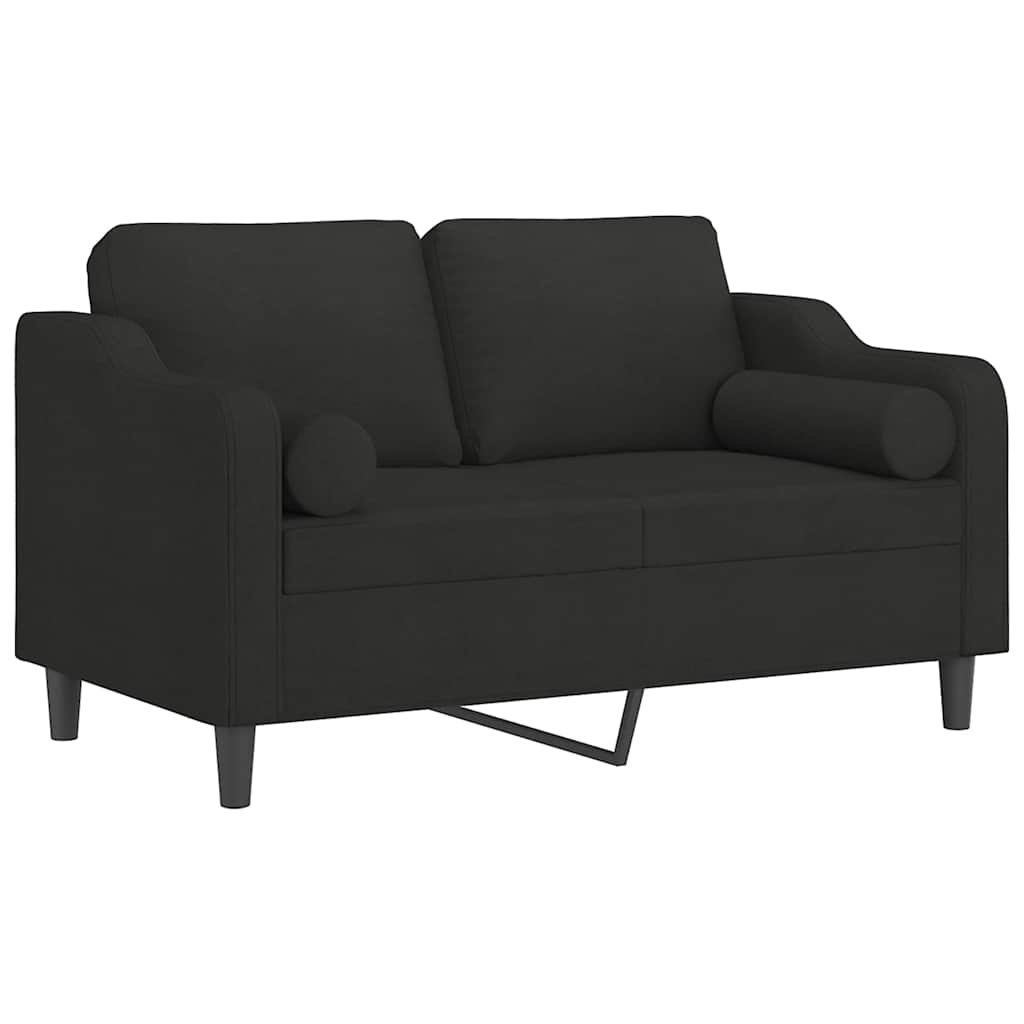 Canapé 2 places avec oreillers décoratifs noir 120 cm tissu - XIOS