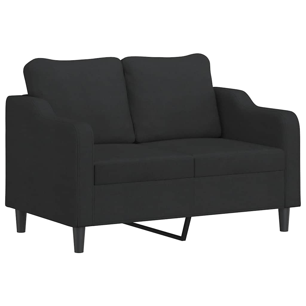 Canapé 2 places avec oreillers décoratifs noir 120 cm tissu - XIOS