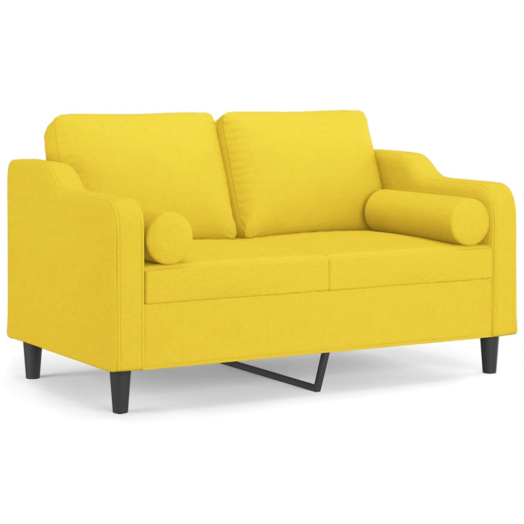 Canapé 2 places avec oreillers jaune clair 120 cm tissu - XIOS