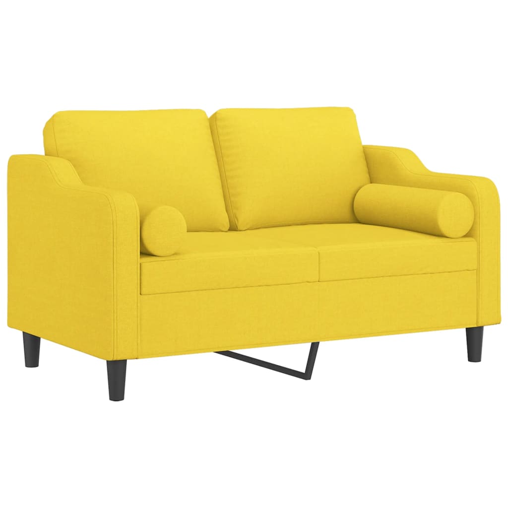 Canapé 2 places avec oreillers jaune clair 120 cm tissu - XIOS