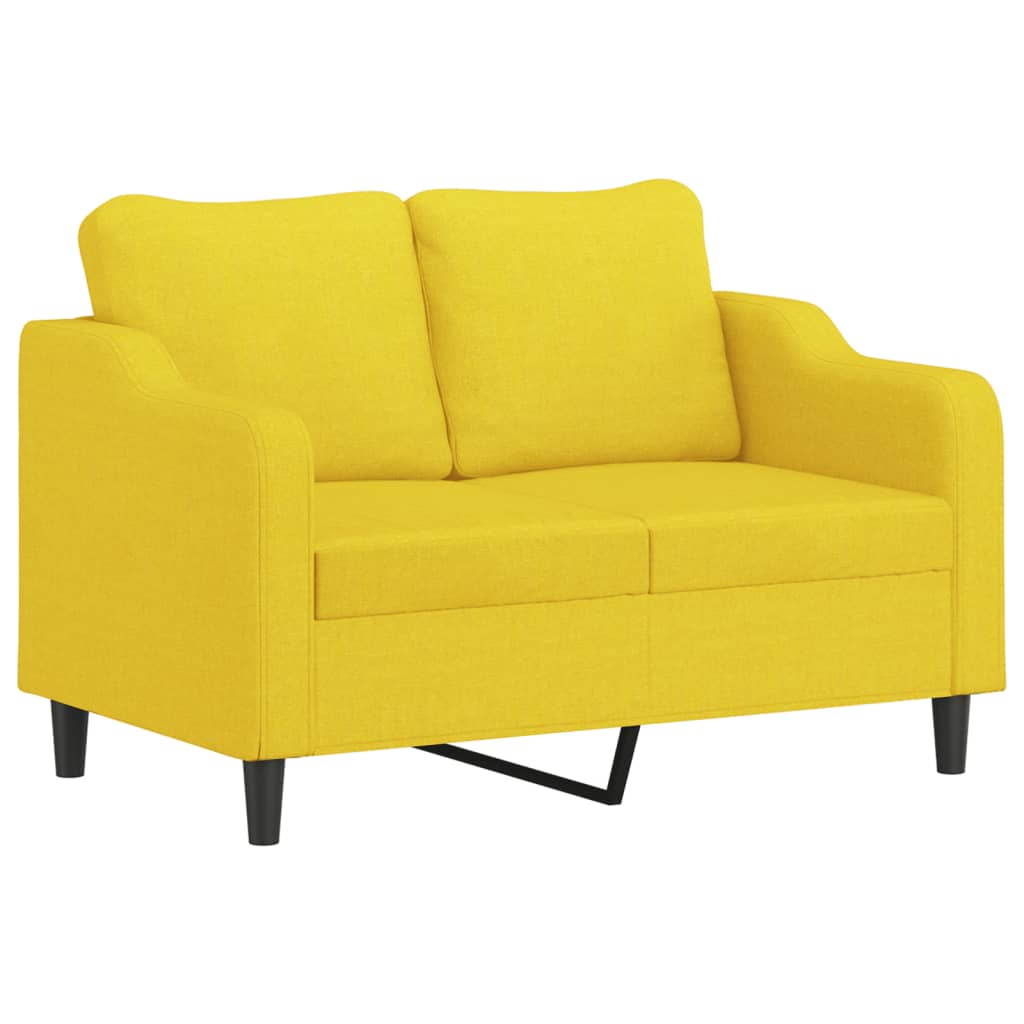 Canapé 2 places avec oreillers jaune clair 120 cm tissu - XIOS