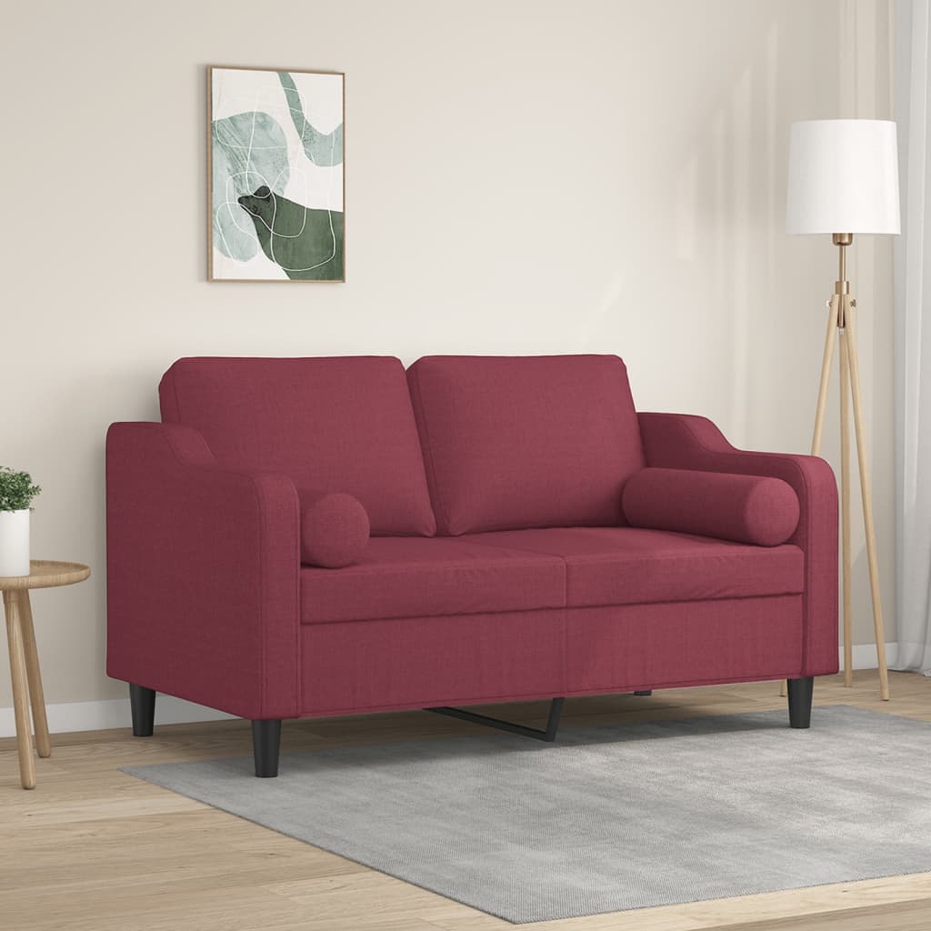 Canapé 2 places avec oreillers bordeaux 120 cm tissu - XIOS
