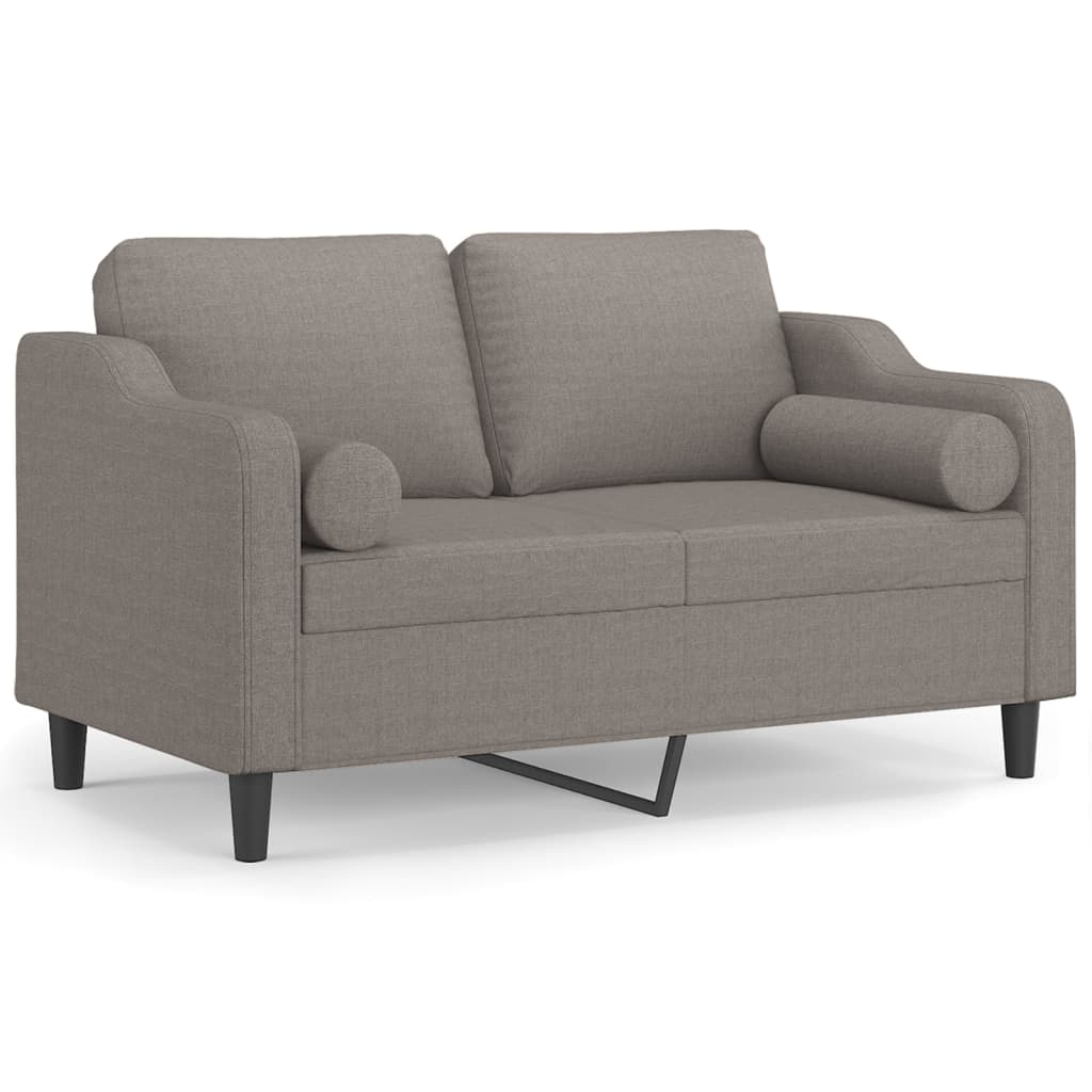 Canapé 2 places avec oreillers décoratifs taupe 120 cm tissu - XIOS