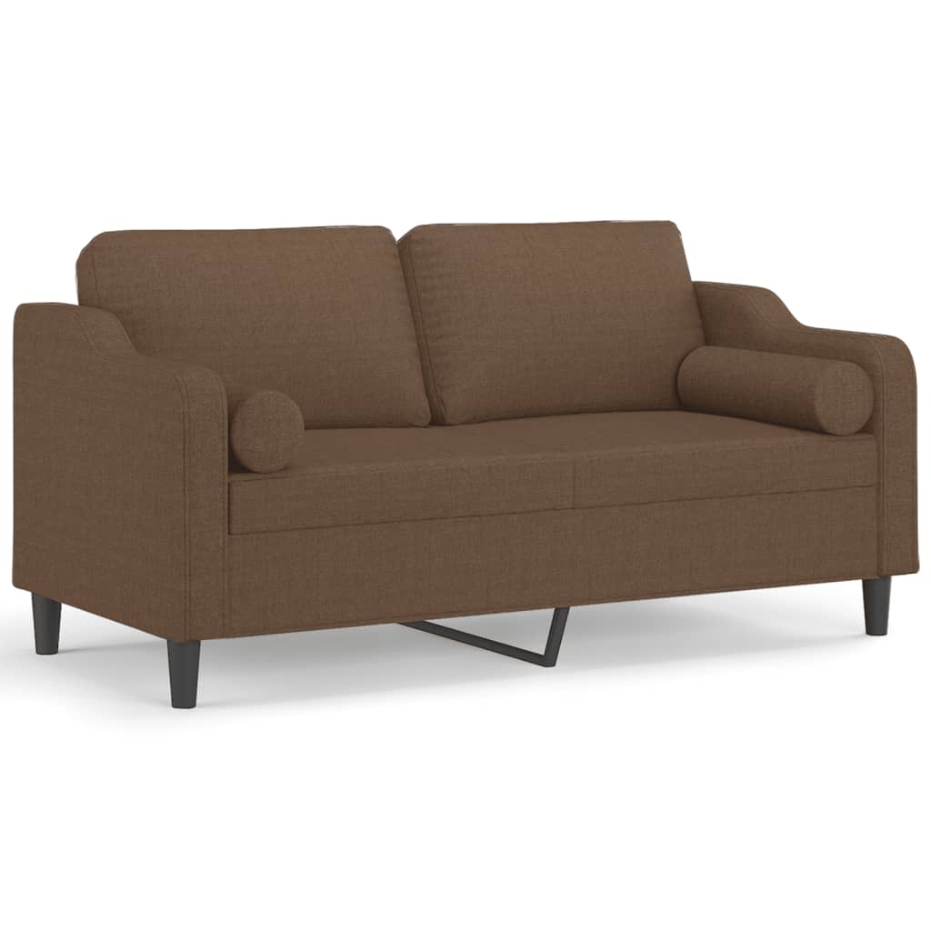 Canapé 2 places avec oreillers décoratifs marron 140 cm tissu - XIOS