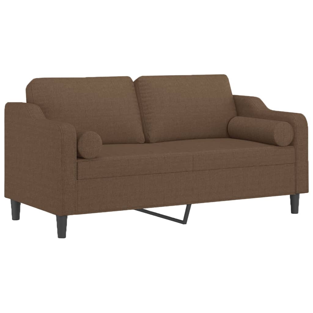 Canapé 2 places avec oreillers décoratifs marron 140 cm tissu - XIOS