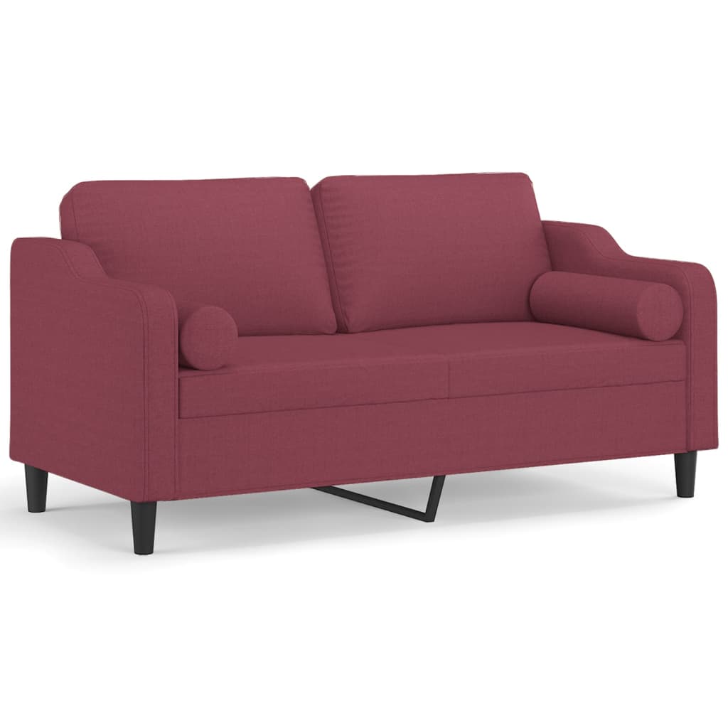 Canapé 2 places avec oreillers bordeaux 140 cm tissu - XIOS