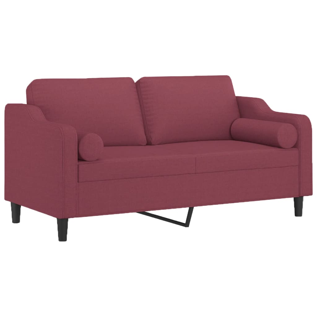 Canapé 2 places avec oreillers bordeaux 140 cm tissu - XIOS