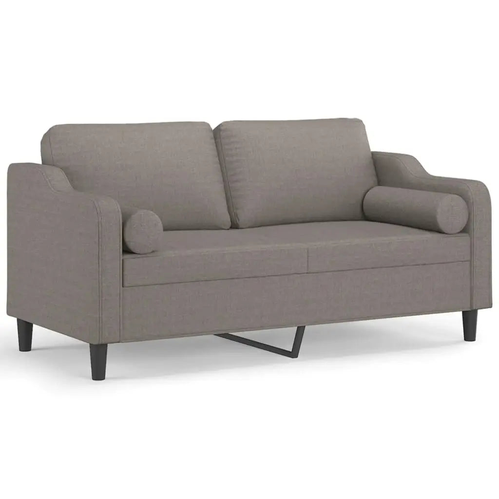 Canapé 2 places avec oreillers décoratifs taupe 140 cm tissu - XIOS