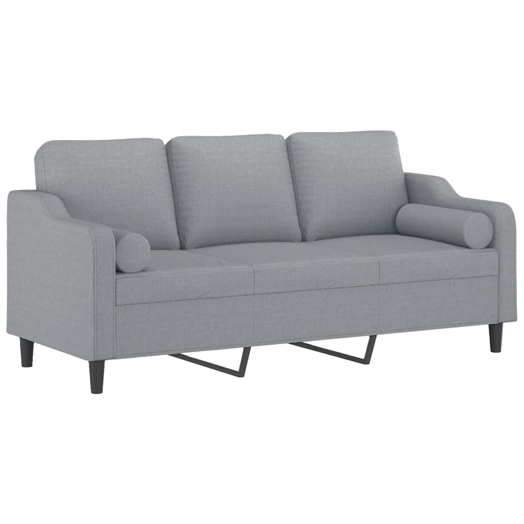 Canapé 3 places avec oreillers gris clair 180 cm tissu - XIOS