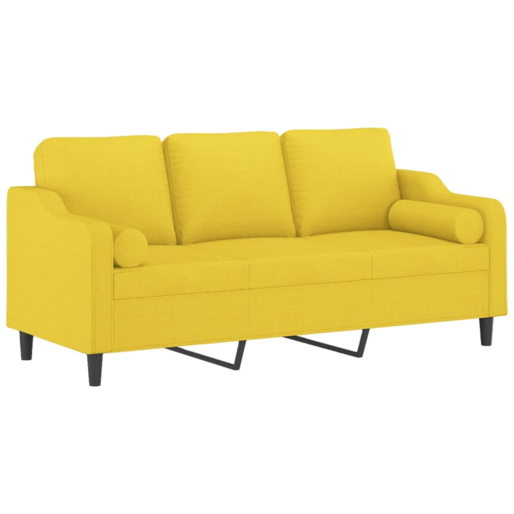 Canapé 3 places avec oreillers jaune clair 180 cm tissu - XIOS