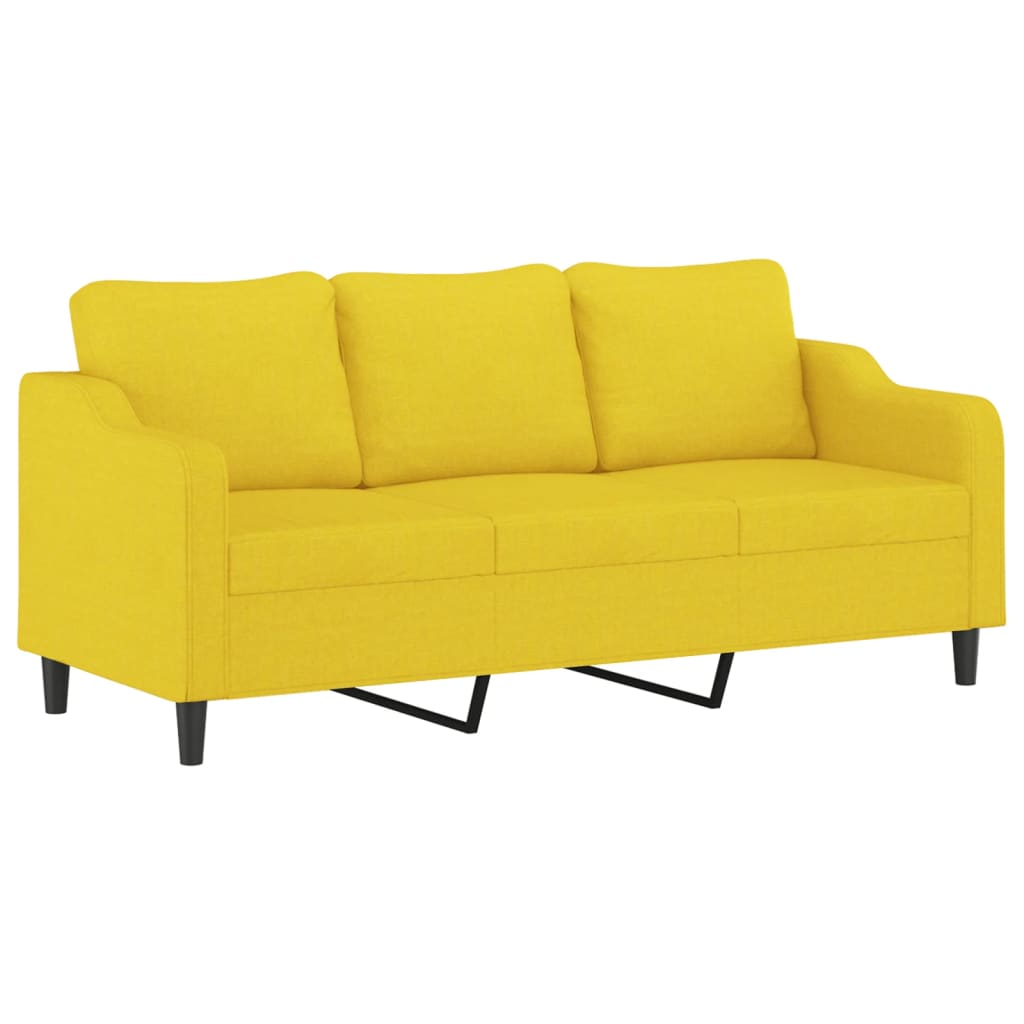 Canapé 3 places avec oreillers jaune clair 180 cm tissu - XIOS