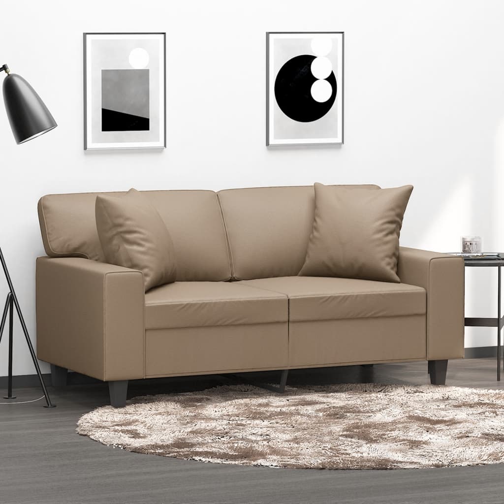 Canapé 2 places avec oreillers cappuccino 120 cm similicuir - XIOS