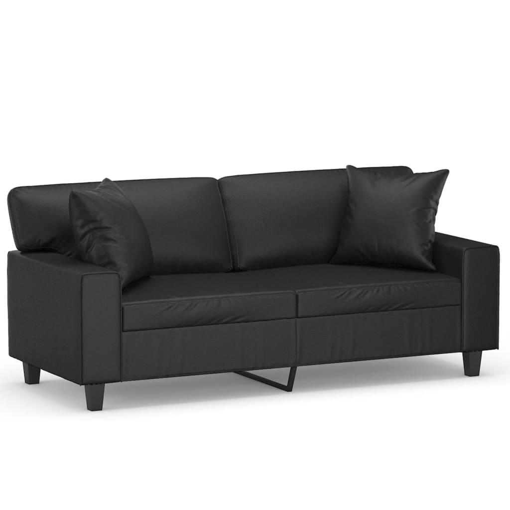 Canapé 2 places avec oreillers décoratifs noir 140cm similicuir - XIOS