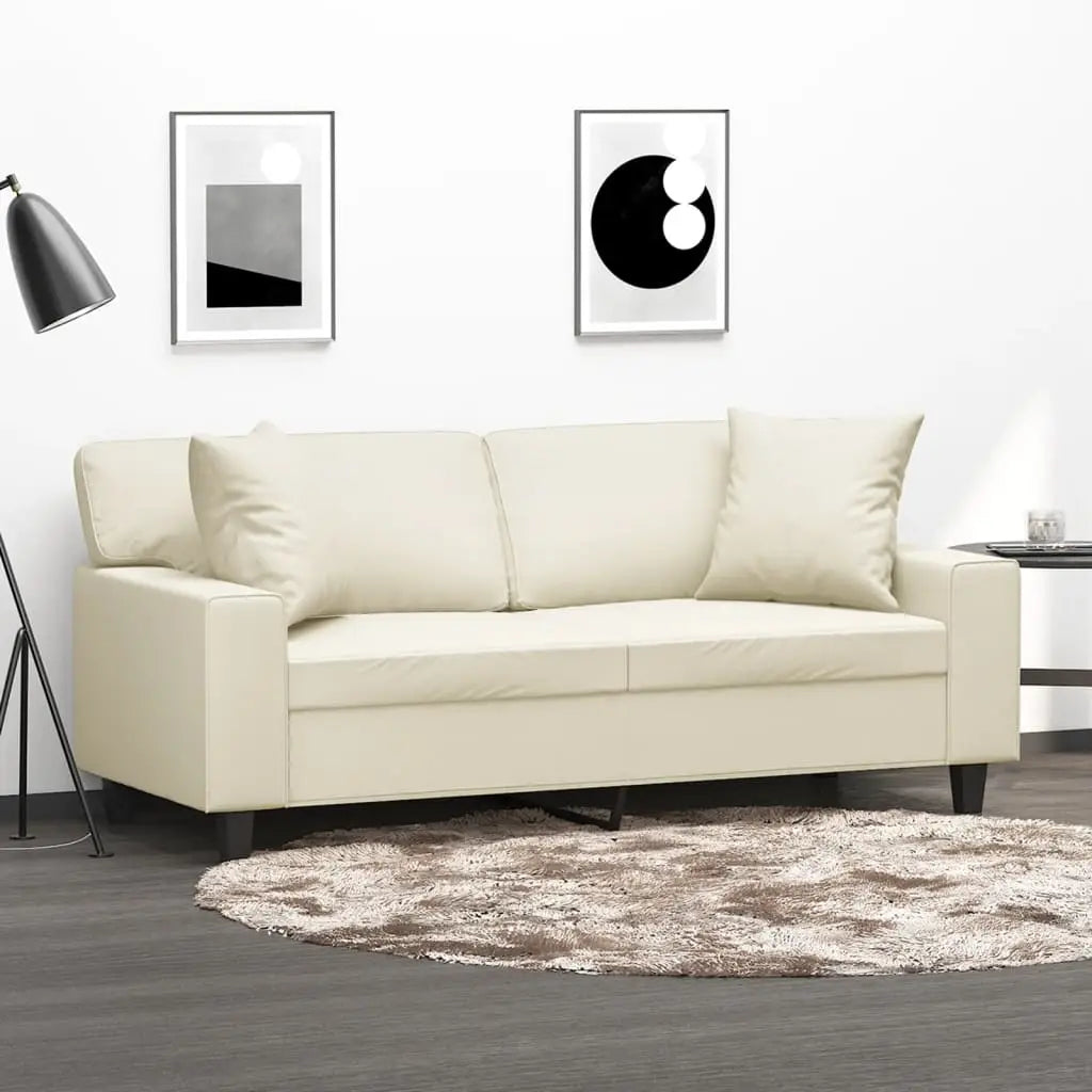 Canapé 2 places avec oreillers crème 140 cm similicuir - XIOS