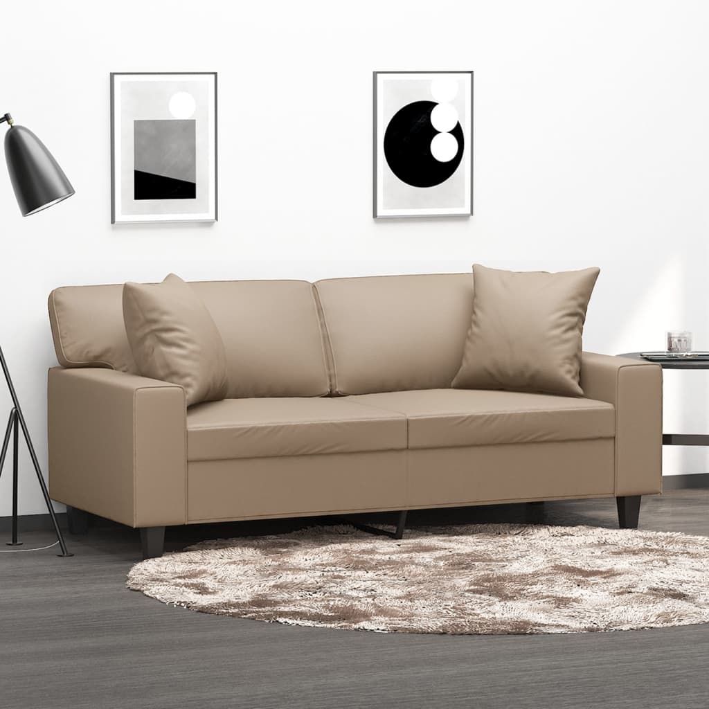 Canapé 2 places avec oreillers cappuccino 140 cm similicuir - XIOS