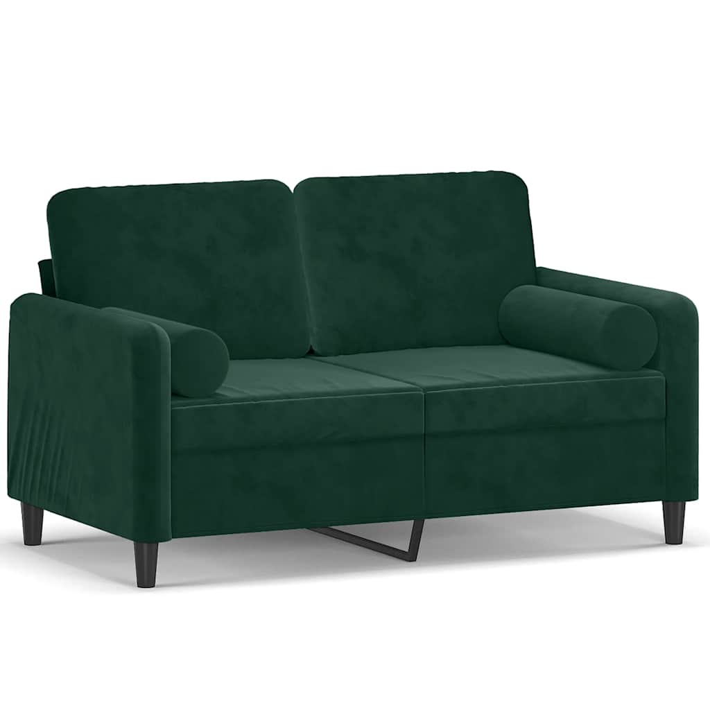 Canapé 2 places avec oreillers vert foncé 120 cm velours - XIOS