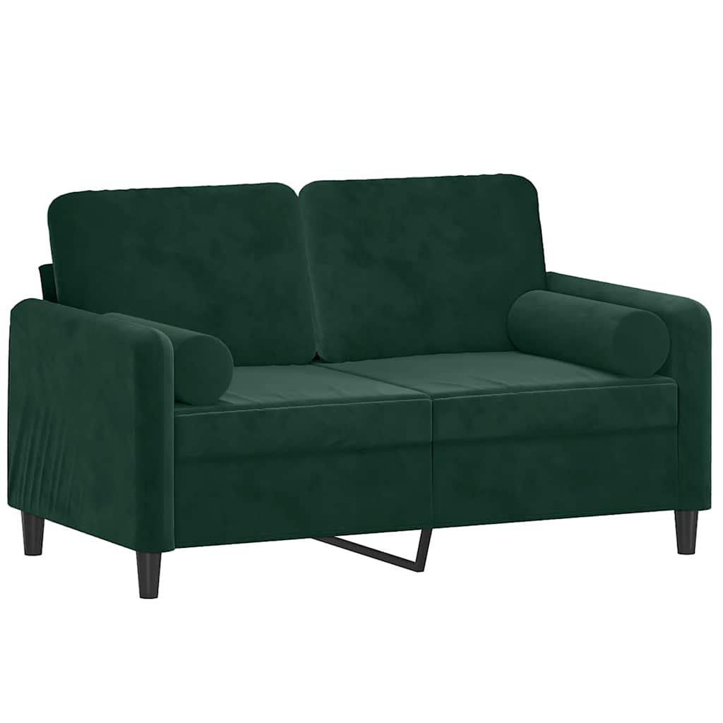 Canapé 2 places avec oreillers vert foncé 120 cm velours - XIOS