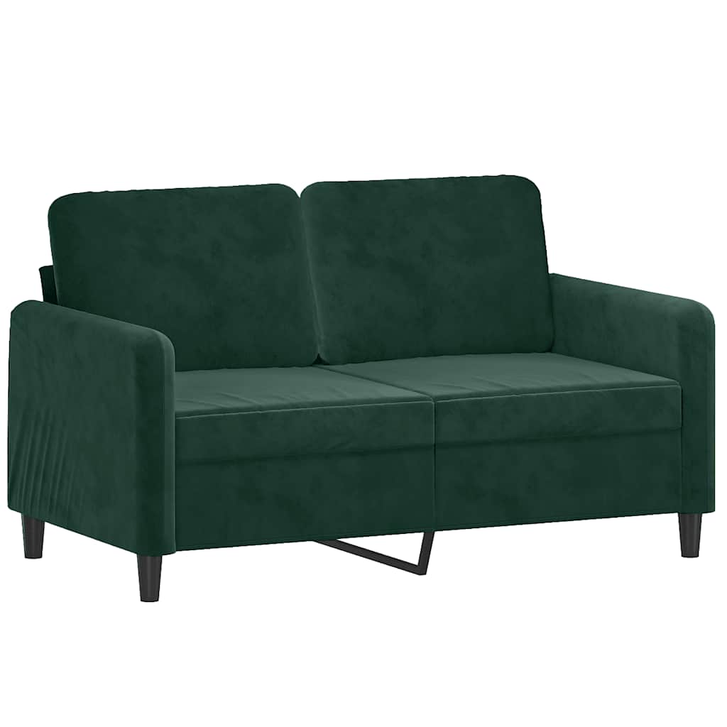 Canapé 2 places avec oreillers vert foncé 120 cm velours - XIOS