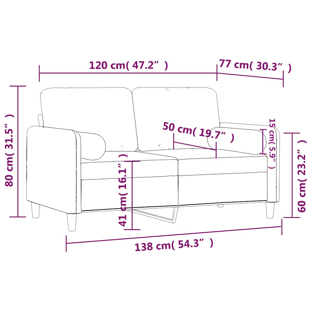 Canapé 2 places avec oreillers vert foncé 120 cm velours - XIOS