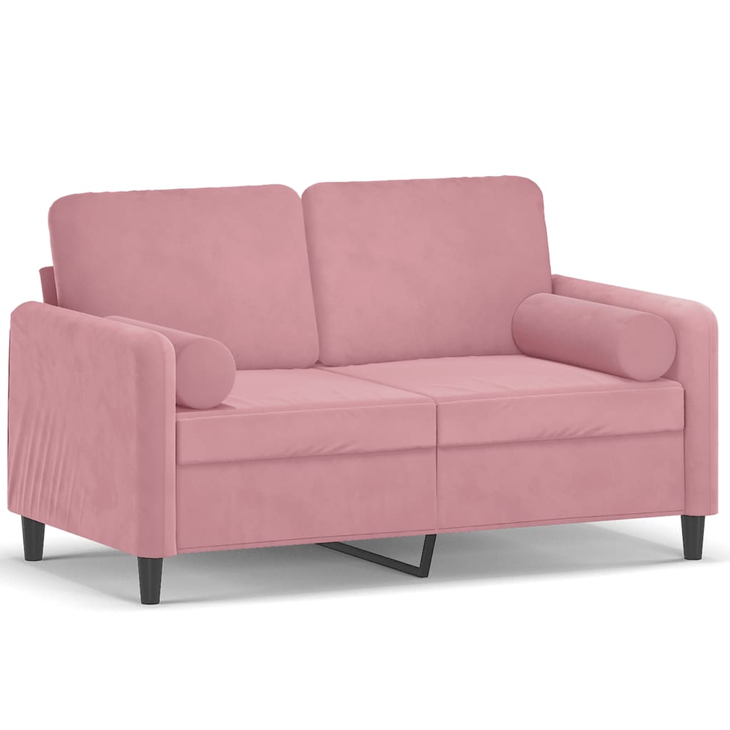 Canapé 2 places avec oreillers décoratifs rose 120 cm velours - XIOS